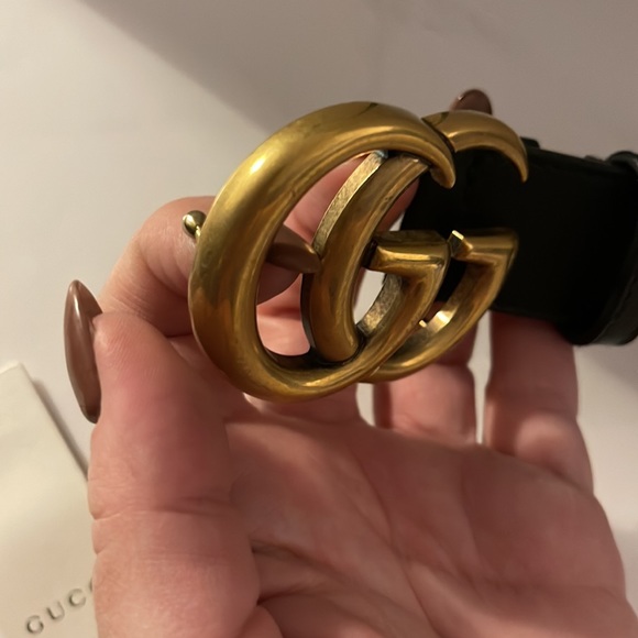 Authentic Gucci leather belt with Double G buckle, sz 29 US waist, worn 2 x - Picture 13 of 16